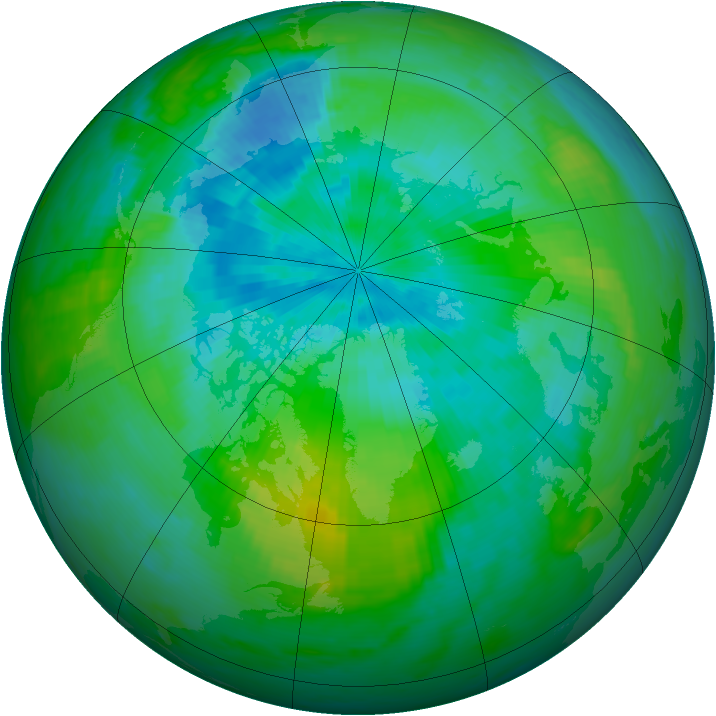Arctic ozone map for 25 August 1983